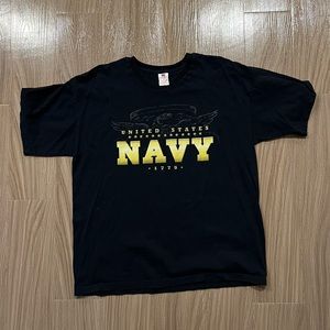 Vintage US Navy T-Shirt Bayside Short Sleeve Black Mens XL Made In USA